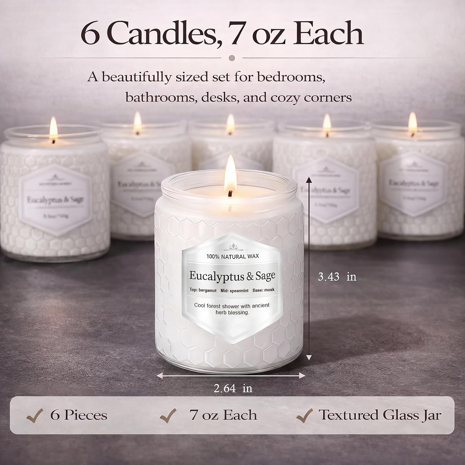 Scented Candles Gift Set for Women, 6 Pack Aromatherapy Soy Candles for Home, Long Lasting Decorative Jar Candles for Birthday, Relaxation, Self Care